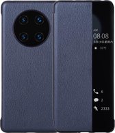 Voor Huawei Mate 40 PU lederen horizontale flip-hoes, met nummerherkenning en slaap- / wekfunctie (blauw)