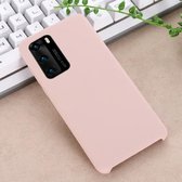 Voor Huawei P40 Pro effen kleur vloeibare siliconen schokbestendige dekking beschermhoes (roze)