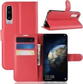Litchi Texture horizontale lederen flip-hoes voor Huawei P30, met houder en kaartsleuven en portemonnee (rood)
