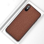 Schokbestendige stoffen textuur pc + TPU beschermhoes voor iPhone X / XS (bruin)