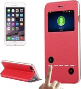 Voor iPhone 8 Plus en 7 Plus horizontale lederen flip-hoes met oproepweergave-ID en houder (rood)