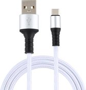 2A USB naar USB-C / Type-C gevlochten datakabel, kabellengte: 1 m (wit)