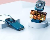 F30 Electroplating Handheld Fan Portable Desktop Opvouwbare Mute USB Hangende nekventilator, verbeterde versie (blauw)
