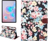 Voor Galaxy Tab S6 10.5 T860 Dibase Bloempatroon Doekoppervlak Horizontaal Flip PC + PU lederen tas met houder & kaartsleuven & slaap- / wekfunctie (zwart)