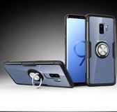 Krasbestendige TPU + acryl ringbeugel beschermhoes voor Galaxy S9 Plus (zilver + zwart)