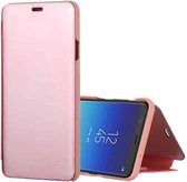 Mirror Clear View Horizontale Flip PU lederen tas voor Galaxy A8 Star, met houder (Rose Gold)