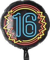 Helium Ballon 16 Jaar Neon 46cm leeg