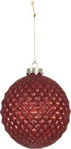 Clayre & Eef Kerstballen Set van 4 Ø 10 cm Rood Glas Rond Kerstboomversiering Kerstversiering Kerstdecoratie