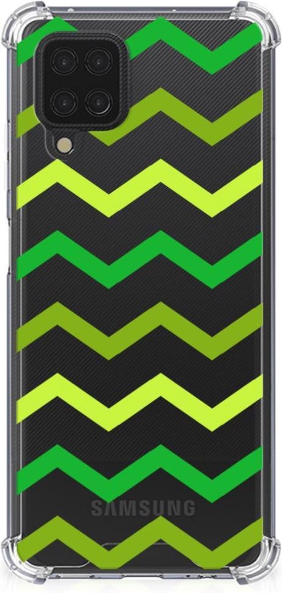 Samsung Galaxy A12 Doorzichtige Silicone Hoesje Zigzag Groen