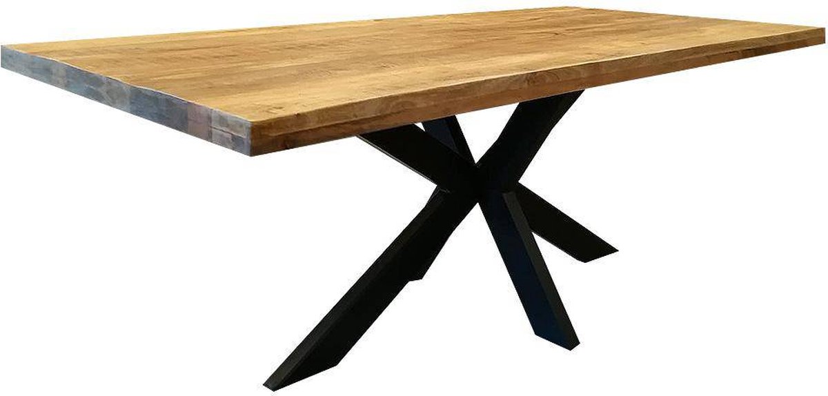 Mangohouten Eettafel Memphis Rechthoek 160x90 cm Mahom Industrieel - Dinertafel van Mangohout & Metaal - Industriële Eettafel