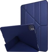 Voor iPad Pro 11 (2020) TPU horizontale vervorming Flip lederen tas met houder (marineblauw)