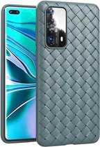 Voor Huawei P40 Pro antislip klassiek geweven patroon Ademend TPU mobiele telefoonhoes (grijs)