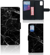 Telefoonhoesje Samsung Galaxy A02s Flip Cover Samsung M02s Wallet Book Case Vaderdag Cadeau Marmer Zwart