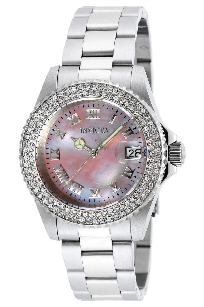 Invicta Angel 19874 Dames Horloge - Waterdicht - Analoog - Quartz Uurwerk - Roestvrij Staal met parelmoeren Wijzerplaat - 40mm