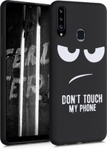 kwmobile telefoonhoesje compatibel met Samsung Galaxy A20s - Hoesje voor smartphone in wit / zwart - Don't Touch My Phone design