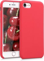 kwmobile telefoonhoesje voor Apple iPhone SE (2022) / SE (2020) / 8 / 7 - Hoesje met siliconen coating - Smartphone case in neon rood