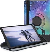 kwmobile hoes voor Samsung Galaxy Tab A 10.1 (2019) - 360 graden tablethoes - Sterrenhemel Giraffe design - zwart / donkerblauw / roze