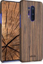 kalibri hoesje voor OnePlus 8 Pro - Beschermende telefoonhoes van hout - Slank smartphonehoesje in donkerbruin