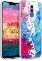 kwmobile telefoonhoesje voor Huawei Mate 20 Lite - Hoesje voor smartphone in blauw / roze / wit - Kleurenborstel Glitter design