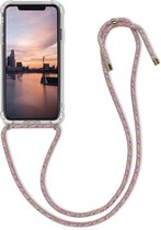 kwmobile telefoonhoesje geschikt voor Apple iPhone XR - Hoesje met telefoonkoord - Back cover in roze / transparant / paars / geel