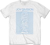 Joy Division Heren Tshirt -2XL- Unknown Pleasures Blue On White Wit
