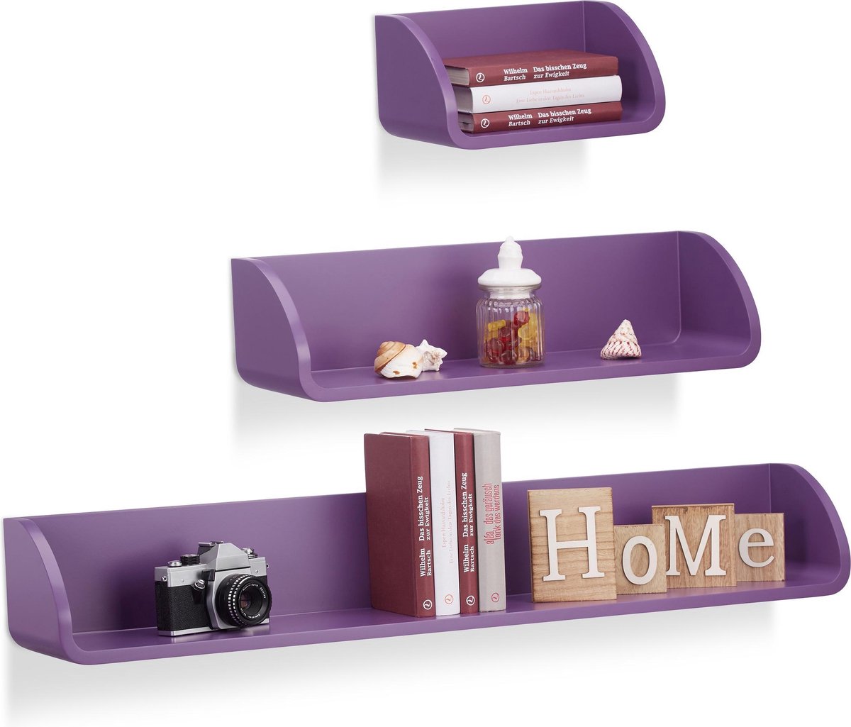 Relaxdays Wandplank Smal - Wandboard - Keukenrek - Zwevende Fotoplank Boekenplank 60 Cm Wit