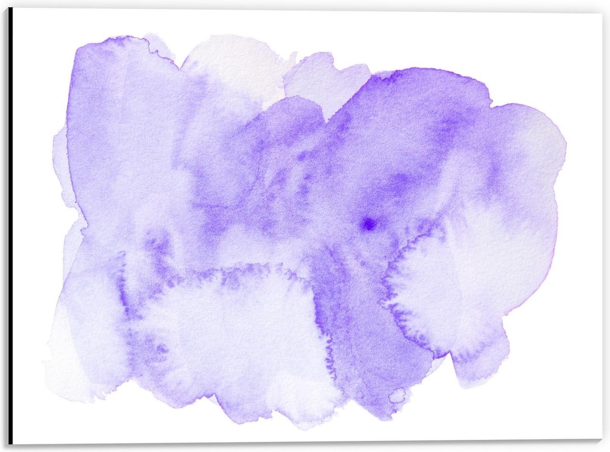 Dibond - Paarse Waterverf Vlek - 40x30cm Foto op Aluminium (Met Ophangsysteem)
