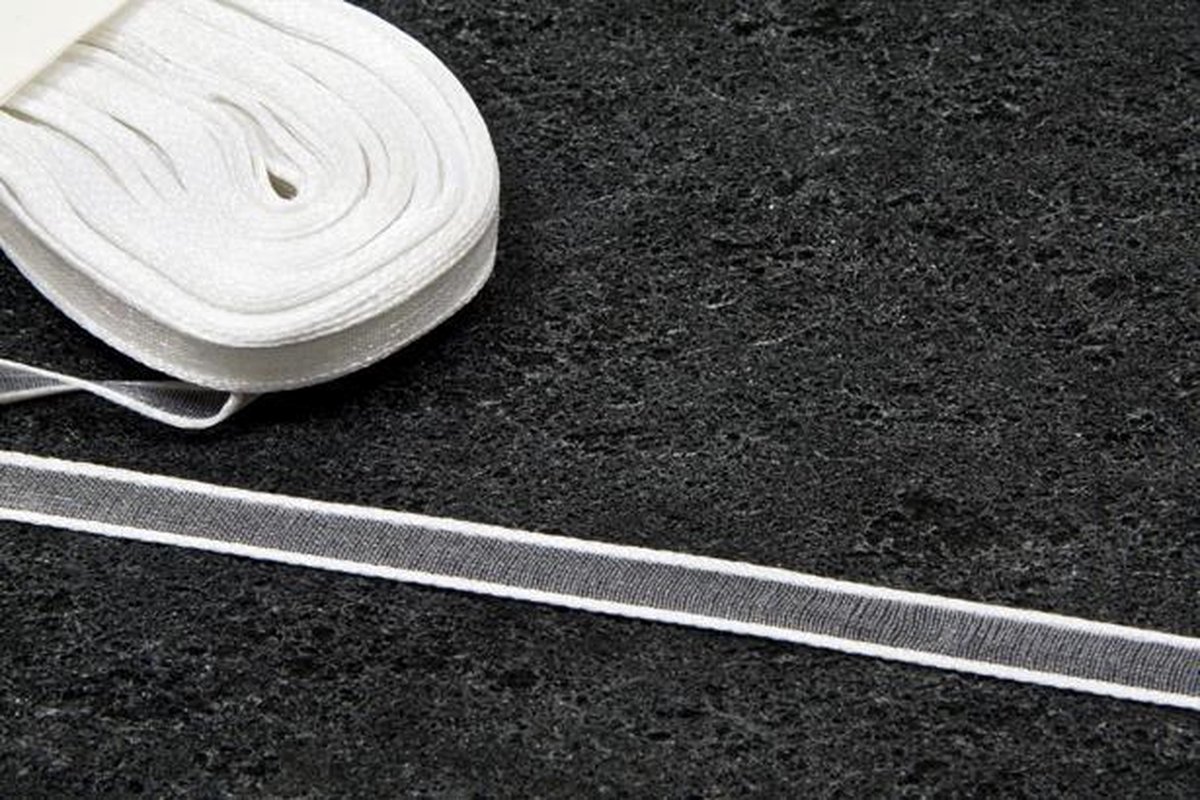 HOBI - Organza lint wit met grijs