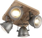 QAZQA emado - Industriele Plafondspot | Spotje | Opbouwspot - 4 lichts - L 270 mm - Grijs - Industrieel - Woonkamer | Slaapkamer | Keuken