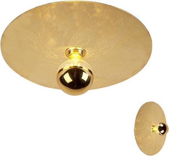 QAZQA disque - Moderne Plafondlamp - 1 lichts - Ø 400 mm - Goud/messing - Woonkamer | Slaapkamer | Keuken