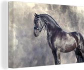 Canvas schilderij 180x120 cm - Wanddecoratie Fries - Paarden - Portret - Muurdecoratie woonkamer - Slaapkamer decoratie - Kamer accessoires - Schilderijen