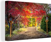 Canvas Schilderij Japanse tuin in de herfst - 60x40 cm - Wanddecoratie