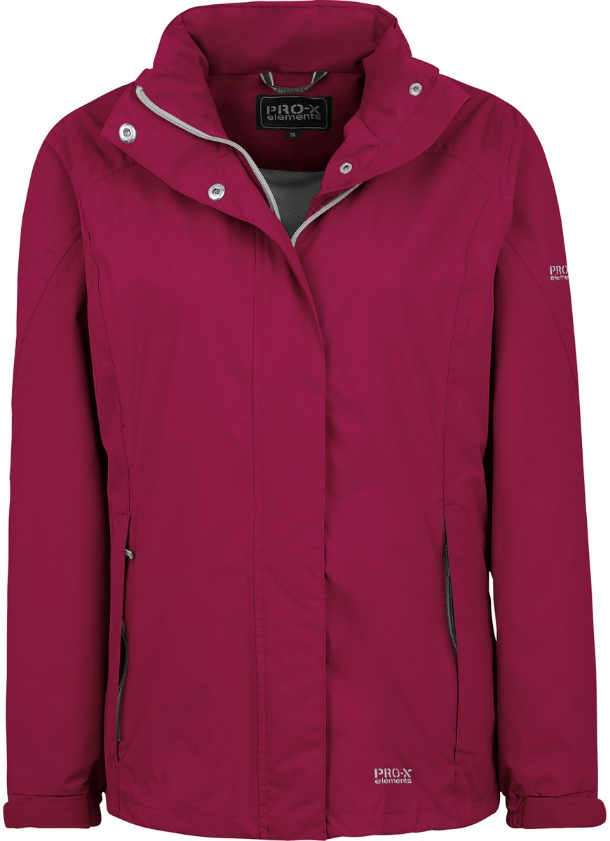 Regenjas Carry Pro-X Elements Dames PXE PRO 10000mm waterdicht 5000gr/24u ademend Winddicht kap in kraag Berry