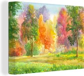 Peintures sur toile - Une illustration colorée d'arbres - 120x90 cm - Décoration murale