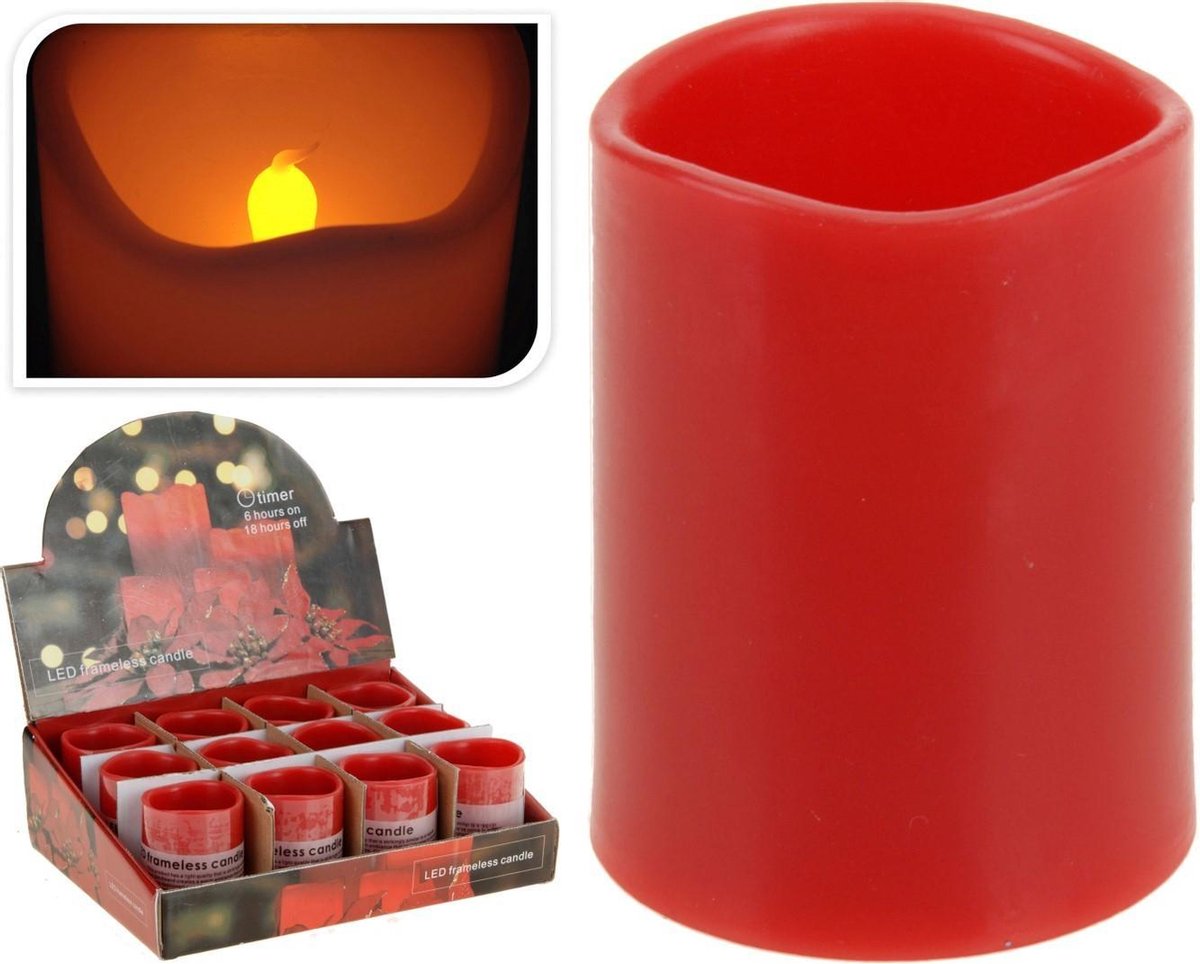 10 stuks! Ledkaars met timer 50x65mm roo Nampook