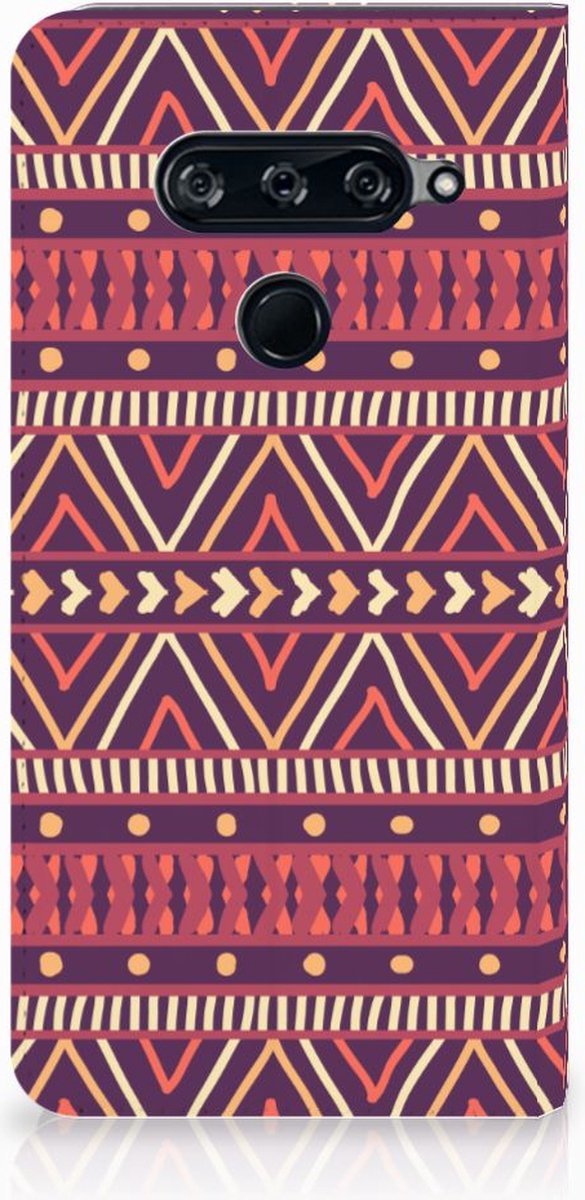 LG V40 Thinq Hoesje met Magneet Aztec Paars