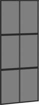 vidaXL - Schuifdeur - 90x205 - cm - gehard - glas - en - aluminium - zwart