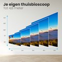 Grafiek toont de schermgrootte van de beamer, van 32 inch tot 170 inch, op afstanden van 1 tot 5 meter.