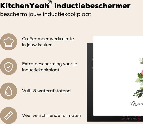 KitchenYeah® Inductie beschermer 81x52 cm - Kerstboom - Waterverf - Quote - Kookplaataccessoires - Afdekplaat voor kookplaat - Inductiebeschermer - Inductiemat - Inductieplaat mat