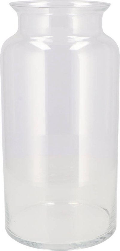 DK Design Bloemenvaas melkbus fles model Milky - transparant glas - D19 x H30 cm - mondgeblazen