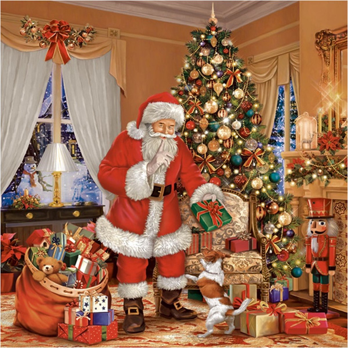 Daisy kerst thema servetten - 20x st - 33 x 33 cm - kerstman - papier