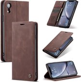 CaseMe-013 Multifunctioneel Retro Frosted horizontaal Flip lederen tas voor iPhone XR, met kaartsleuf & houder en portemonnee (koffie)