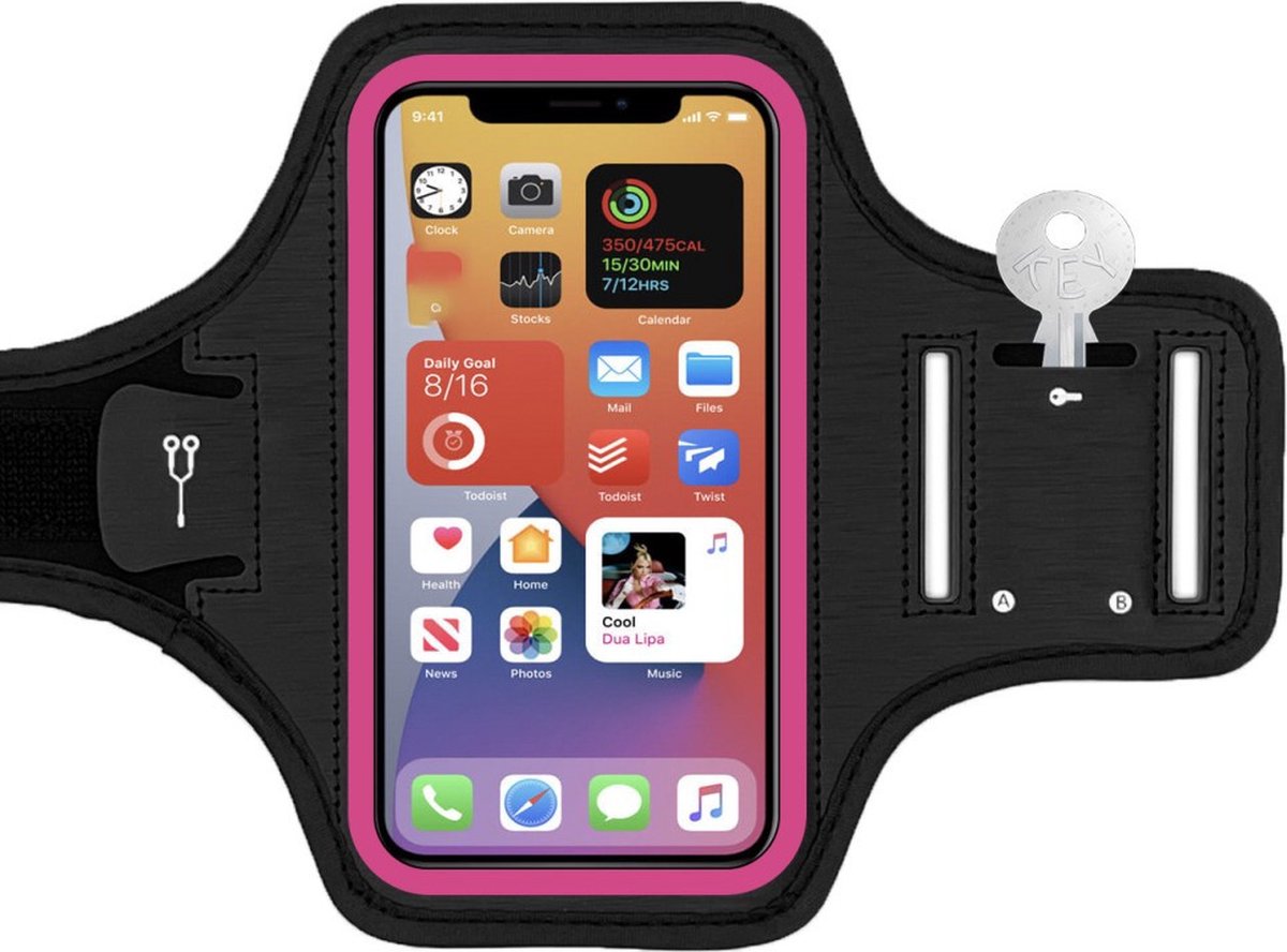 Universele Sportarmband voor Smartphones tot 6,5" - Zwart/Roze