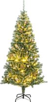 vidaXL - Kunstkerstboom - met - 300 - LED's - kerstballen - en - sneeuw - 210 - cm