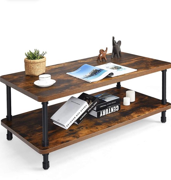 Table basse, table de salon, design industriel, table basse avec structure  et étagère... | bol.com