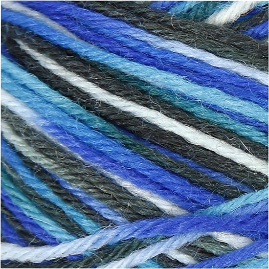 CC Creotime Sokkenwol 50gr Multigekleurd Blauw Turquoise