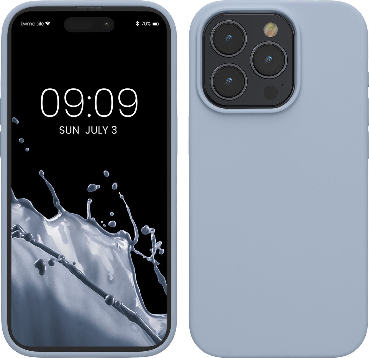 kwmobile Case voor iPhone 15 Pro - Slank TPU-Hoesje met Zachte Afwerking - In lichtblauw