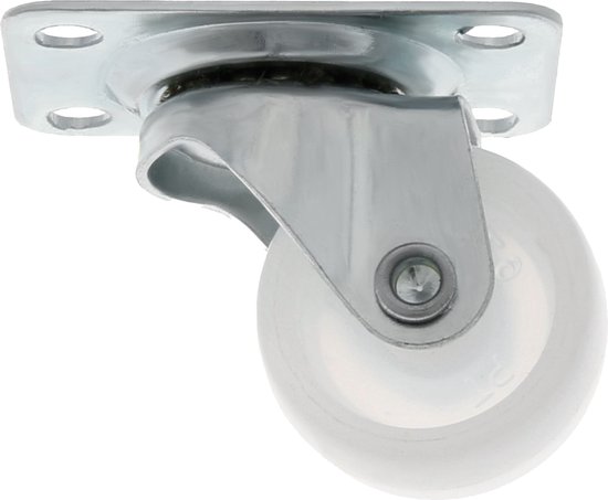 AMIG roulette pivotante/roue de transport - 4x - D25mm - nylon - capacité de charge 40kg - blanc