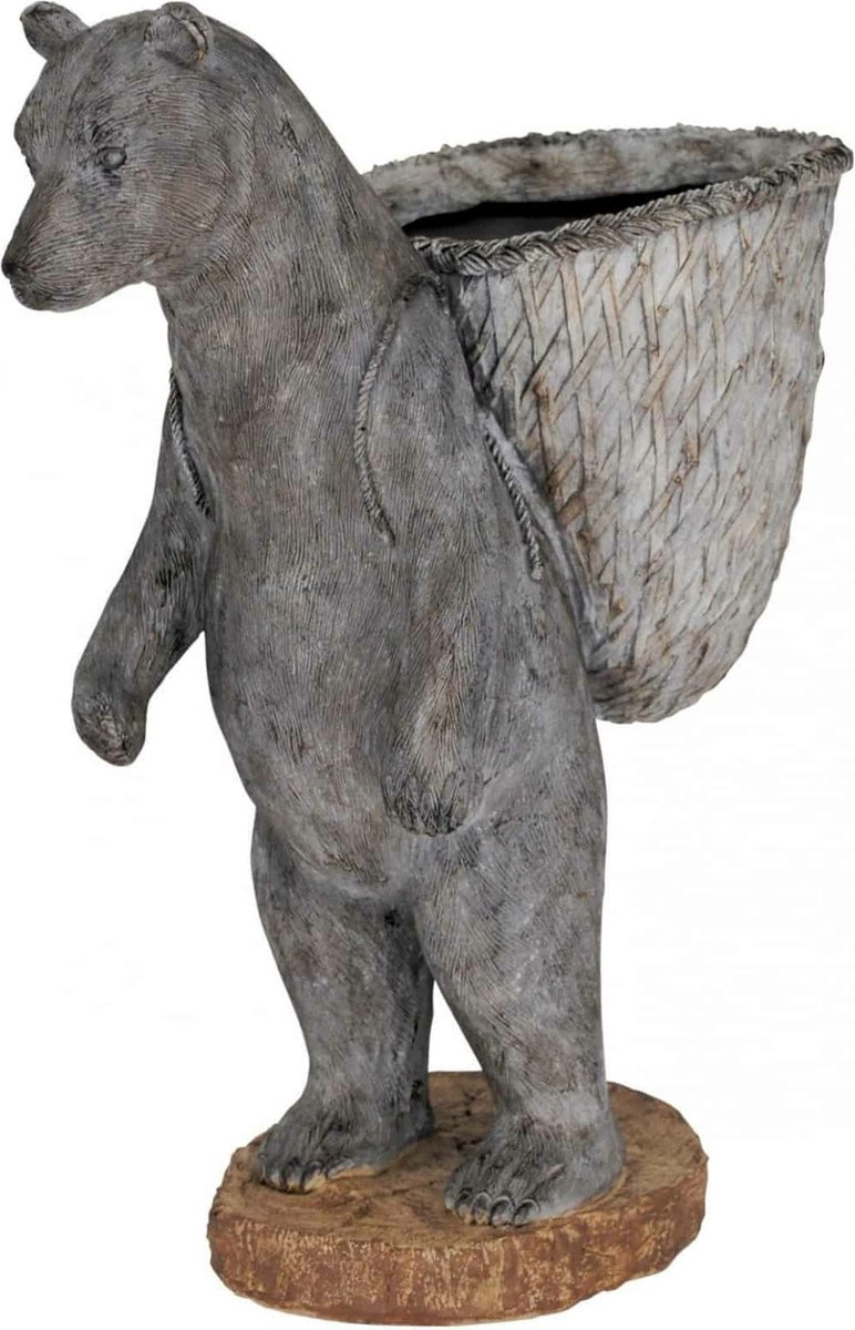 Beeld Bloempot Bernie De Beer - 45 x 19 x 36 cm - Kunsthars - Grijs
