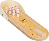 Relaxdays tafelbowling mini bowlingbaan - tafelspel - behendigheidsspel - 10 kegels
